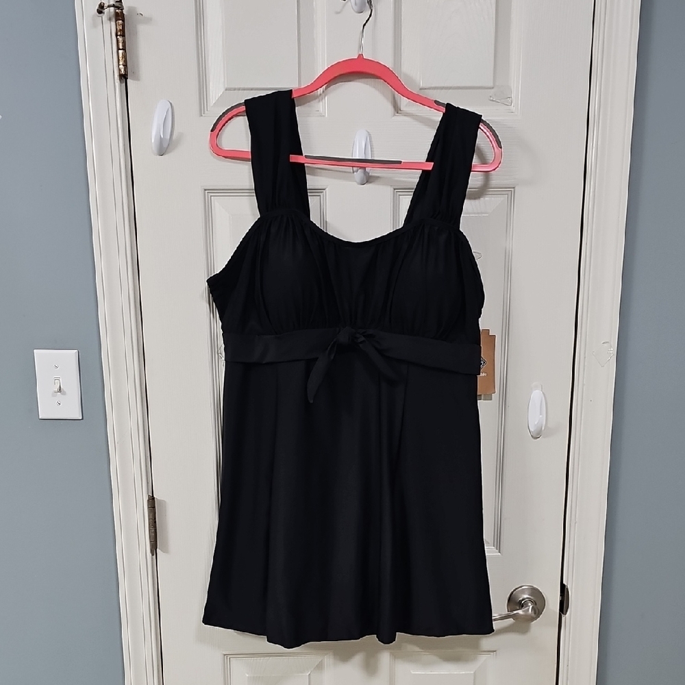 Tanki Tummy Control Chest Support Black Swimdress Resortwear Vacation Cruise